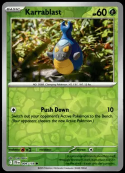 Karrablast 009/159 Journey Together Reverse Holo Common NM Pokemon 2025 - Image 1