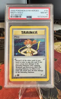 MISTY 2000 Pokemon Gym Heroes 1st Edition Holo #18 - PSA 8 - Image 1