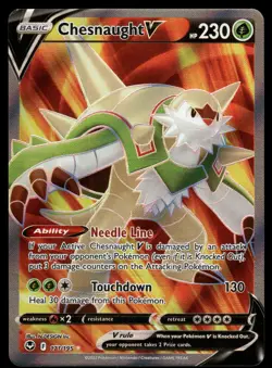 Chesnaught V (Full Art) NM 171/195 SWSH12: Silver Tempest Pokemon Card - Image 1