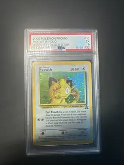 2000 Pokemon Black Star Promo Game Boy MEOWTH holo Card #10 PSA 5 old curt - Image 1