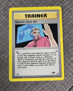 1st edition Blaine's Quiz #2 Gym Challenge Pokemon card 111/132 LP WOTC Vintage - Image 1