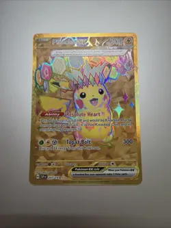 Pokemon TCG SV08 Surging Sparks Pikachu EX Hyper Rare Gold Holo Card 247/191 - Image 1