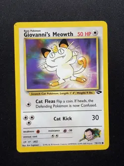 Pokemon TCG Giovanni's Meowth Gym Challenge Card 74/132 Wotc Pokemon Card - Image 1