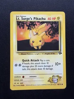 2000 Lt Surge's Pikachu 84/132 Pokemon Card Gym Challenge - Image 1