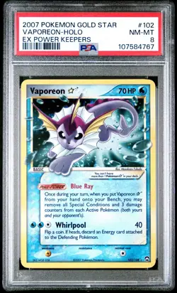 PSA 8 GOLD STAR VAPOREON 102/108 | EX Power Keepers Holo Graded Pokemon Card HK - Image 1