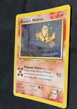 Pokemon 1999-2000 Blaine's Moltres Gym Heroes Holo 001/132 LP Card Lvl 44 #146 - Image 4