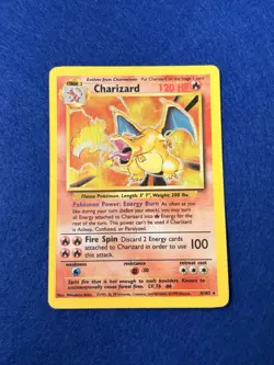 Pokemon Charizard Base Set Holo Rare 120 HP Card 4/102 English Wizards 1999 - Image 1
