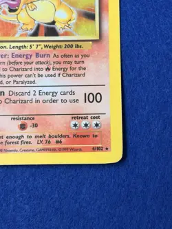 Pokemon Charizard Base Set Holo Rare 120 HP Card 4/102 English Wizards 1999 - Image 4