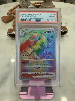 Pokemon Lugia VSTAR Silver Tempest Secret Rare Holo #202/195 PSA 8 2022 - Image 1