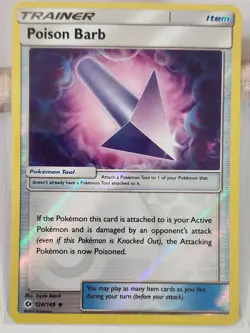 Pokemon - Poison Barb - 124/149 - Reverse Holo Uncommon - Sun & Moon - NM/M - Image 1
