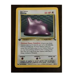 Pokemon Ditto 3/62 Fossil 1st Edition Holo Rare English 1999 HP50 Basic - Image 1