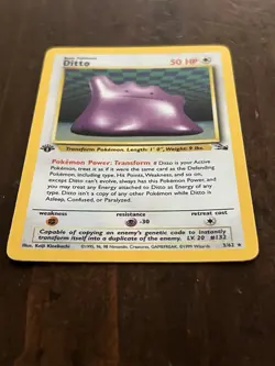 Pokemon Ditto 3/62 Fossil 1st Edition Holo Rare English 1999 HP50 Basic - Image 3