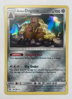 Pokemon Alolan Dugtrio Sun & Moon 87/149 Holo Holo Rare - Image 1