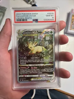 Pokemon TCG Holo Ultra Rare Full Art Leafeon GG35/GG70 2023 Crown Zenith PSA 10 - Image 1