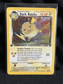 Pokemon Dark Raichu 1st Edition Secret Rare Holo Team Rocket 83/82 70 HP WOTC - Image 3