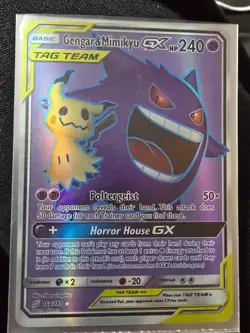 Pokemon Gengar & Mimikyu GX TAG TEAM Full Art Ultra Rare Holo 164/181 Team Up - Image 1