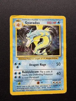 Pokemon TCG Base Set Gyarados Holo 6/102 Heavy Play/Damaged - Image 1