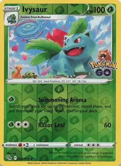 Ivysaur 002/078 Uncommon Pokemon GO Pokemon Reverse Holo Near Mint - Image 1