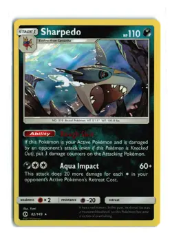 SHARPEDO 82/149 SUN MOON BASE HOLO RARE POKEMON TCG NM - Image 1