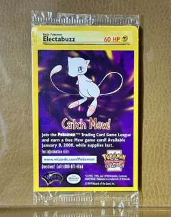 Pokemon 1999 SEALED "Catch Mew" Electabuzz BLACK STAR PROMO Movie WB Stamp - Image 3