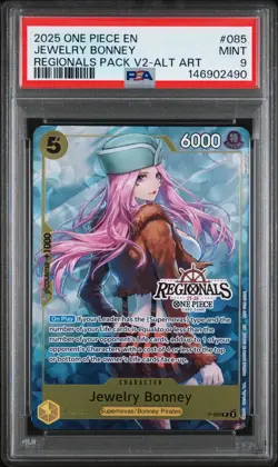 PSA 9 2025 ONE PIECE PROMOS 085 JEWELRY BONNEY REGIONALS PACK VOL 2 ALT ART - Image 1
