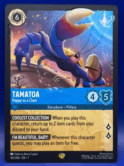 Disney Lorcana TAMATOA Happy as a Clam 162/204 EN 7 Legendary Archazia's Island - Image 1