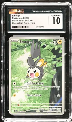 Emolga Pokemon (2025) Black Bolt - 112/086 Illustration Rare - Holo CGC 10 - Image 1