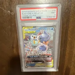 Pokemon Blastoise & Piplup GX 38/236 Sm-Cosmic Eclipse Ultra Rare Holo PSA 9 - Image 1