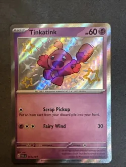 Pokemon TCG Tinkatink 165/091 Baby Shiny Holo Rare Paldean Fates - Image 1
