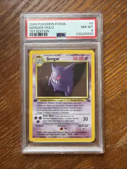 1999 POKEMON FOSSIL 1ST ED #5 GENGAR-HOLO PSA 8 - Image 1