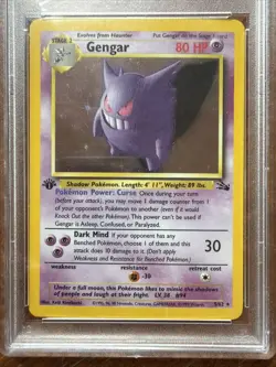 1999 POKEMON FOSSIL 1ST ED #5 GENGAR-HOLO PSA 8 - Image 2