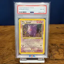 1999 POKEMON FOSSIL #5 GENGAR-HOLO PSA 8 - Image 1