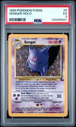 1999 POKEMON FOSSIL #5 GENGAR-HOLO PSA 5 - Image 1