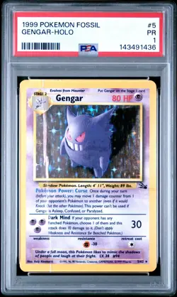 PSA 1 PR 1999 Fossil Gengar Holo 5/62 Holo Foil WOTC Pokemon Unlimited - Image 3