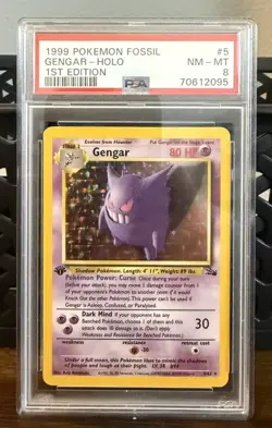 1999 Pokemon TCG Gengar Fossil Holo 1st edition PSA 8 #5/62 - Image 1