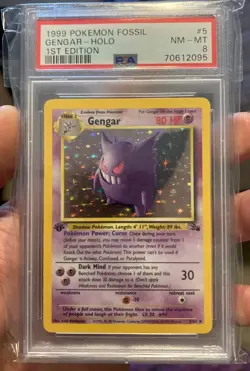 1999 Pokemon TCG Gengar Fossil Holo 1st edition PSA 8 #5/62 - Image 2