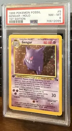 1999 Pokemon TCG Gengar Fossil Holo 1st edition PSA 8 #5/62 - Image 3