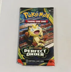 Pokemon Mega Evolution Perfect Order Booster Pack 10 Cards English Meowth - Image 1