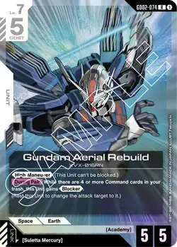 Gundam Aerial Rebuild GD02-074 Gundam Card Game Dual Impact Holofoil Rare NM - Image 2