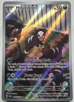 Pokemon TCG Houndour 204/197 SV03: Obsidian Flames Illustration Rare Holo Card - Image 1