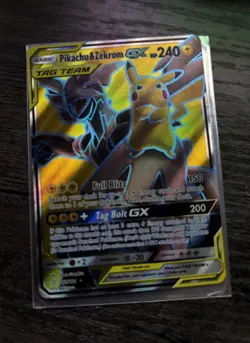 The Pokemon Company Pikachu & Zekrom GX TAG TEAM SM168 Full Art Holo Card - Image 1