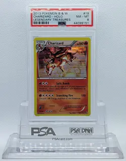 POKEMON LEGENDARY TREASURES CHARIZARD #19 HOLO FOIL CARD PSA 8 NM-MT #* - Image 1
