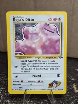 Pokemon TCG Koga's Ditto Holo Unlimited Rare Card 10/132 Gym Challenge LP - Image 1