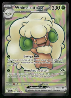 2025 Whimsicott ex 157/086 Ultra Rare Holo NM Pokemon SV: White Flare - Image 1
