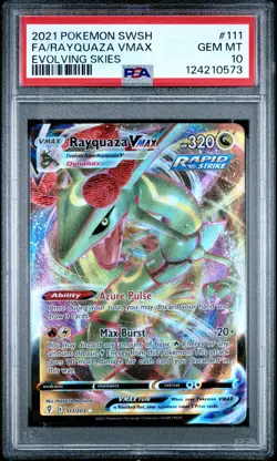2021 POKEMON SWORD & SHIELD EVOLVING SKIES #111 FULL ART/RAYQUAZA VMAX PSA 10 - Image 1