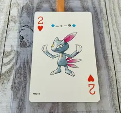 2 of Hearts Sneasel 215 Pokemon Poker Playing Card 1999 Japan Lugia Silver - Image 1