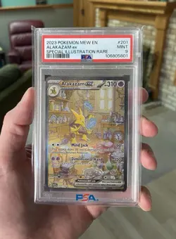 2023 POKEMON MEW EN-151 SPECIAL ILLUSTRATION RARE #201 ALAKAZAM EX PSA 9 MINT - Image 1