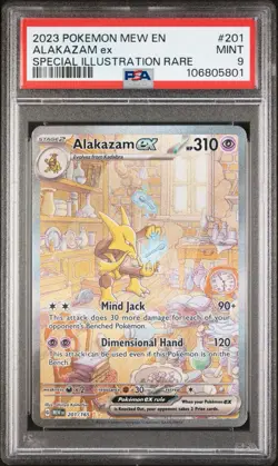 2023 POKEMON MEW EN-151 SPECIAL ILLUSTRATION RARE #201 ALAKAZAM EX PSA 9 MINT - Image 3