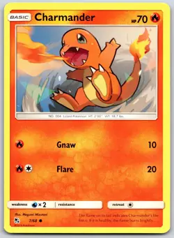 POKEMON HIDDEN FATES CHARMANDER 7/68 COMMON NON HOLO NM - Image 1