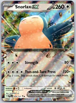 POKEMON PRISMATIC EVOLUTIONS SNORLAX EX 076/131 DOUBLE RARE HOLO NM - Image 1